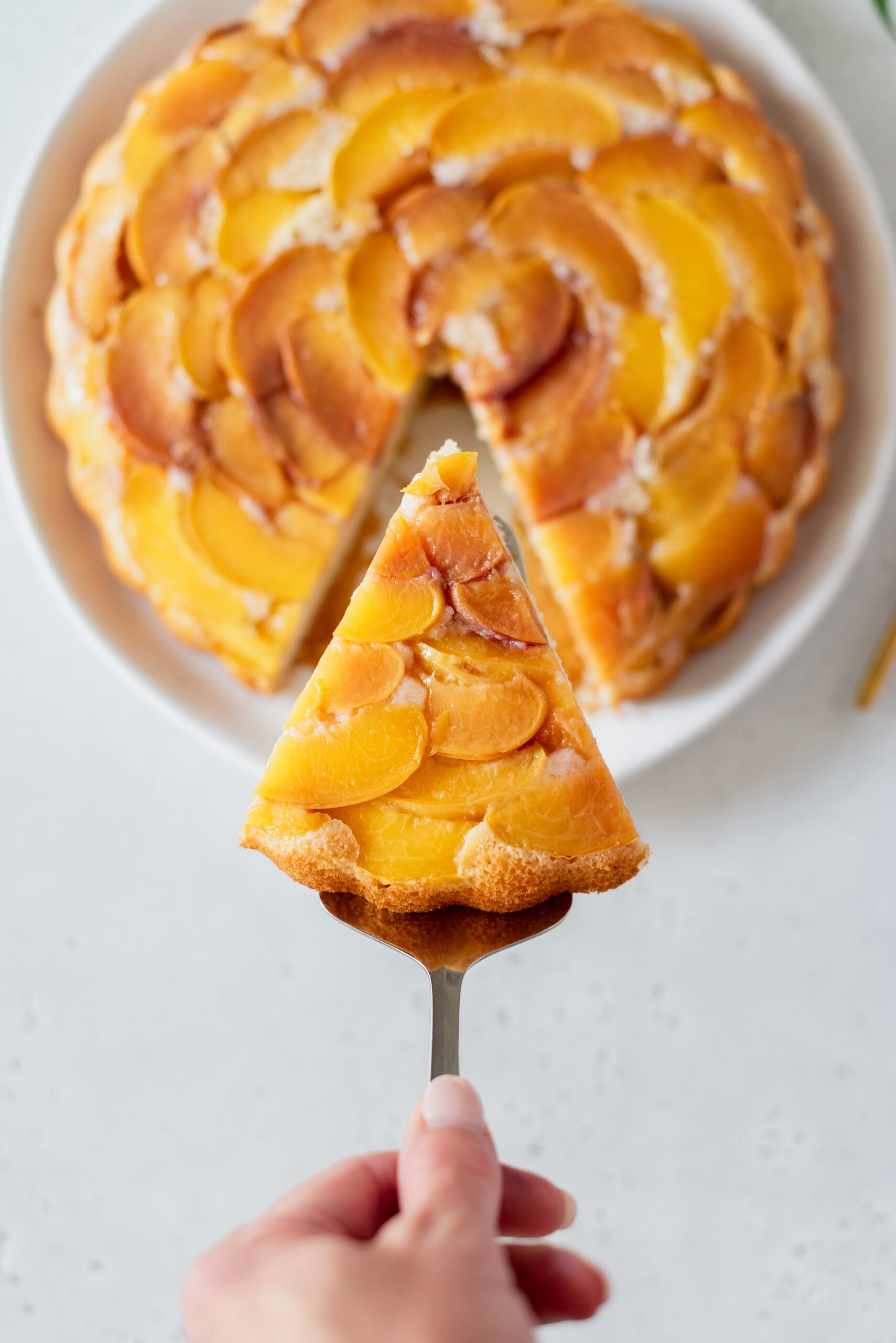 Gateau renversé aux pêches sans gluten